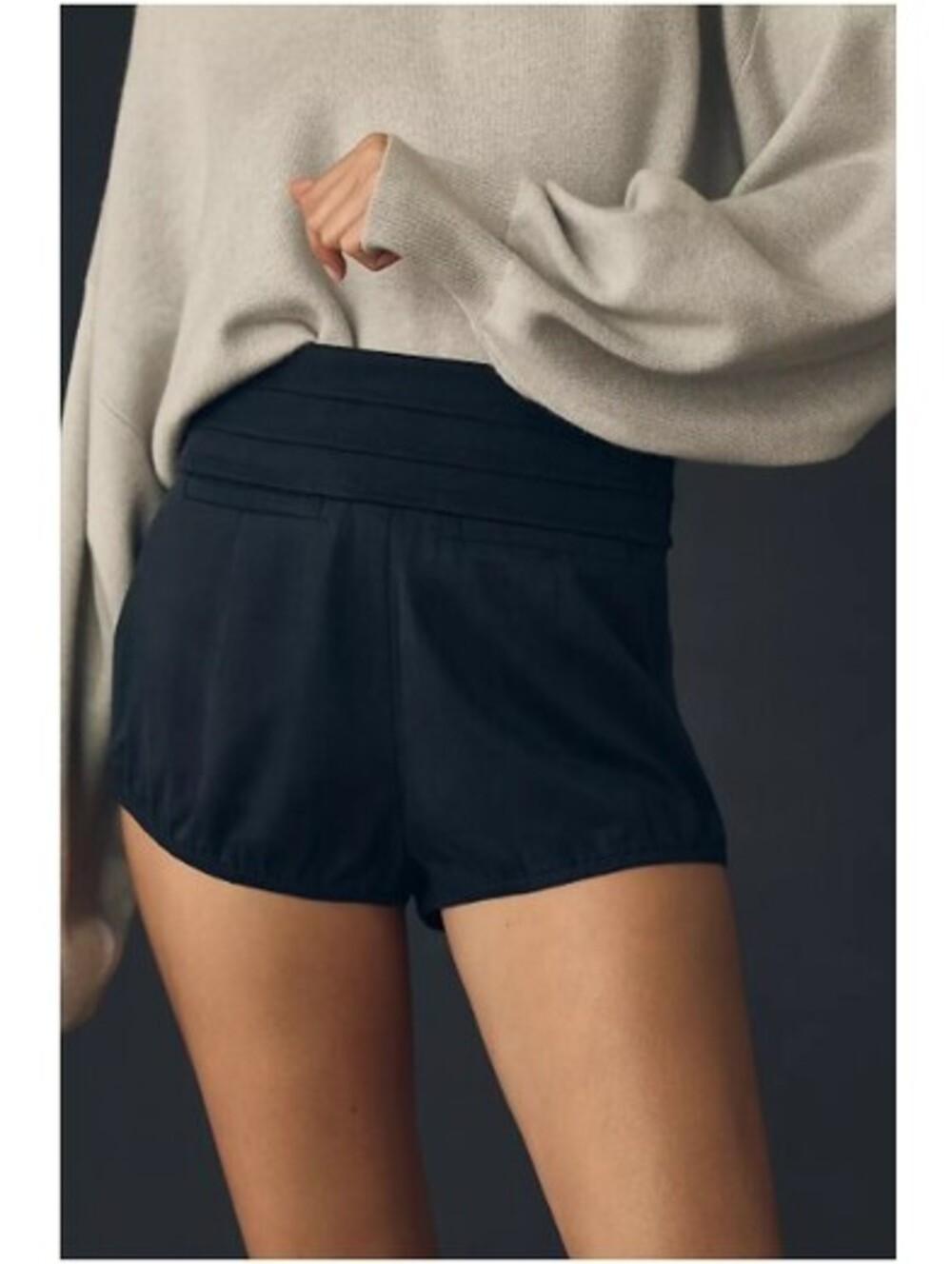 Anthropologie Pilcro Tux Navy-Black Pleated Mini Shorts Size 28